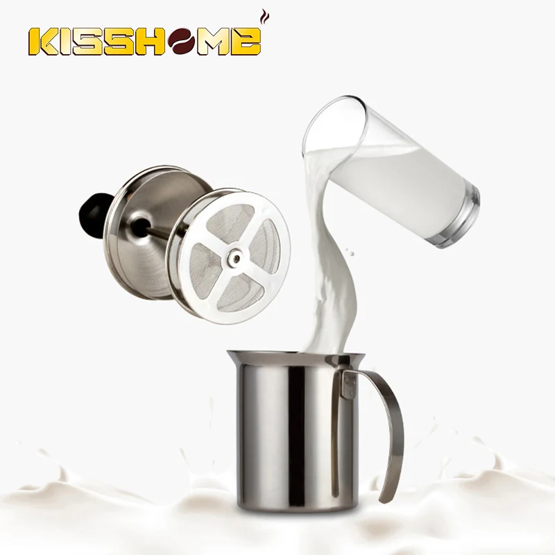 

400/600ml Espresso Latte Milk Frother Stainless Steel Double Layers Blender Household Coffee Manual Milk Maker Tool