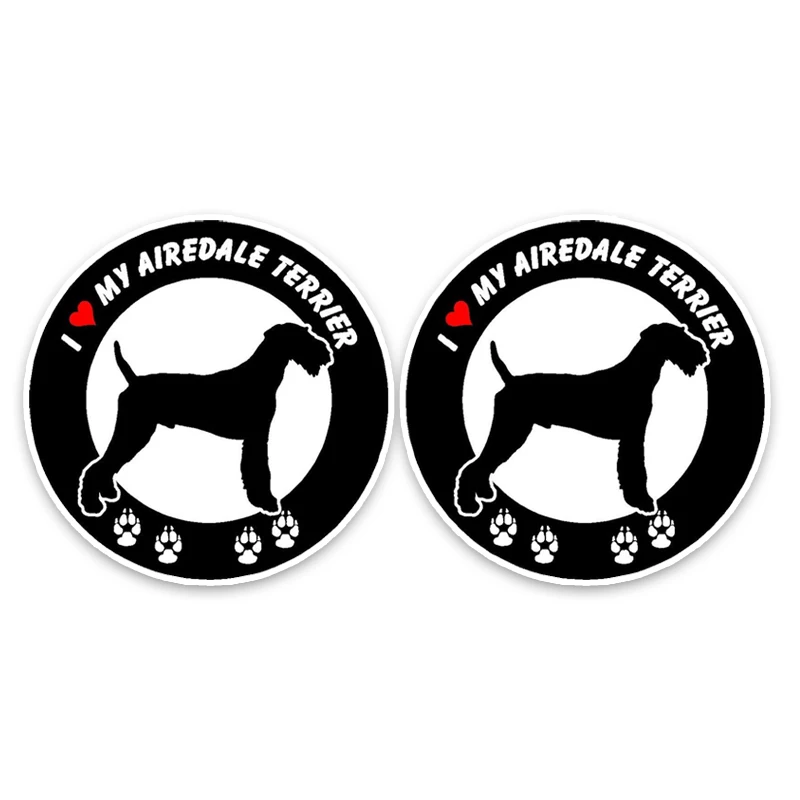 

New Personality Car Stickers 2X I Love My Airedale Terrier Dog Motorcycle Decals Scratches Waterproof PVC 13cm *13cm