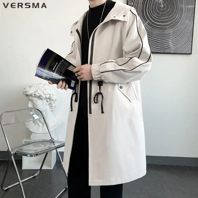 Тренчкот VERSMA мужской в стиле K POP корейский Классический плащ панк рок британском