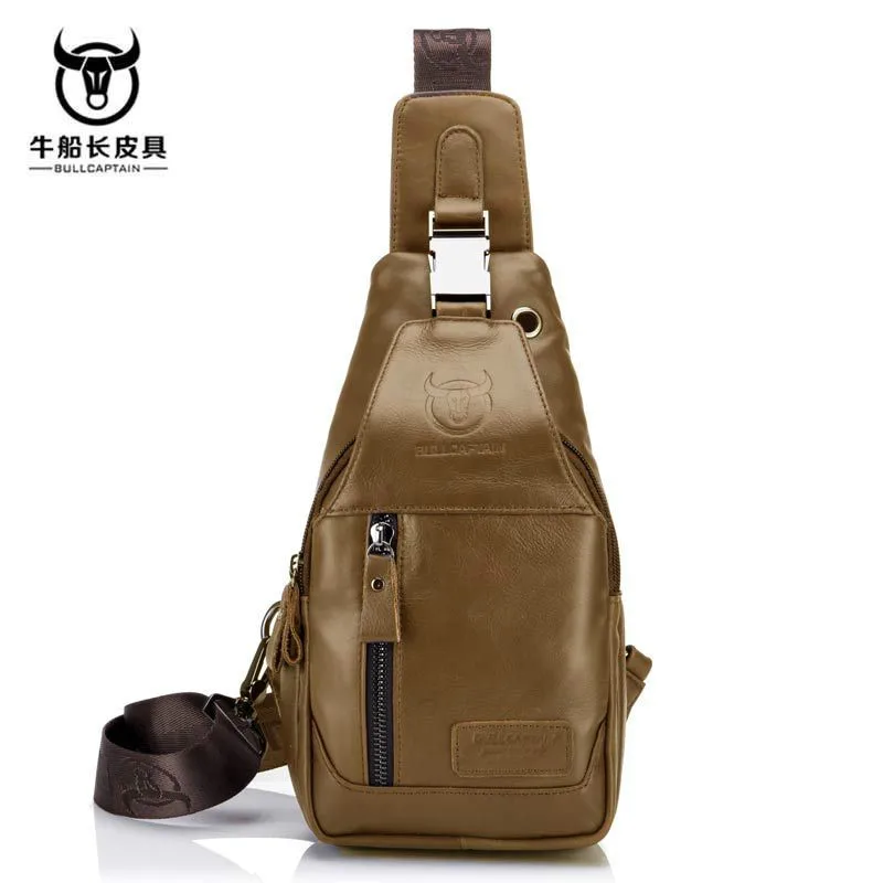 

Bullcaptain New 2020 Brand Genuine Leather Casual Sling Bag Men's Chest Pack Crossbody Shoulder Bag Messenger Bags for Men's Bag