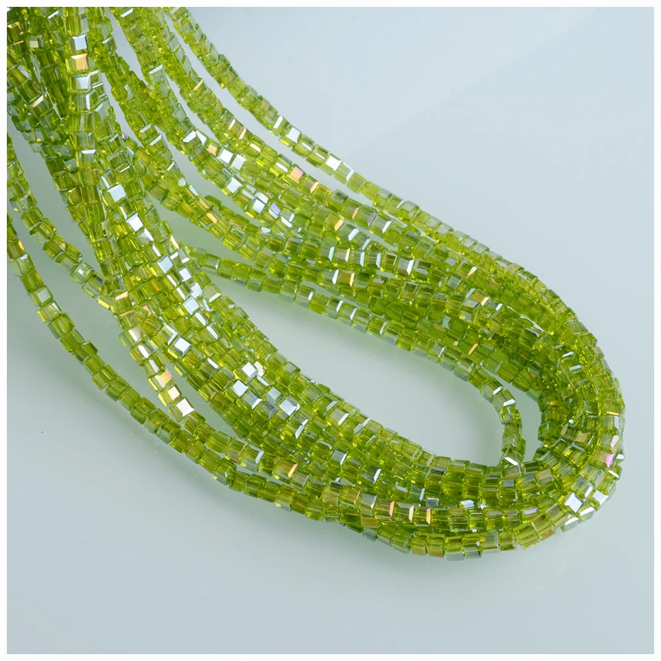 AB цветные кубические бусины 2 мм граненые стеклянные квадратной формы для ручной