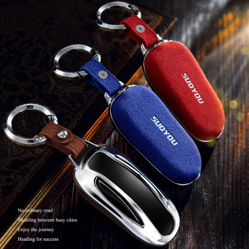 

High quality Remote Car key case Cover Set Suede Leather Accessories Holder KEYFOB Sport Protector For Tesla Model X