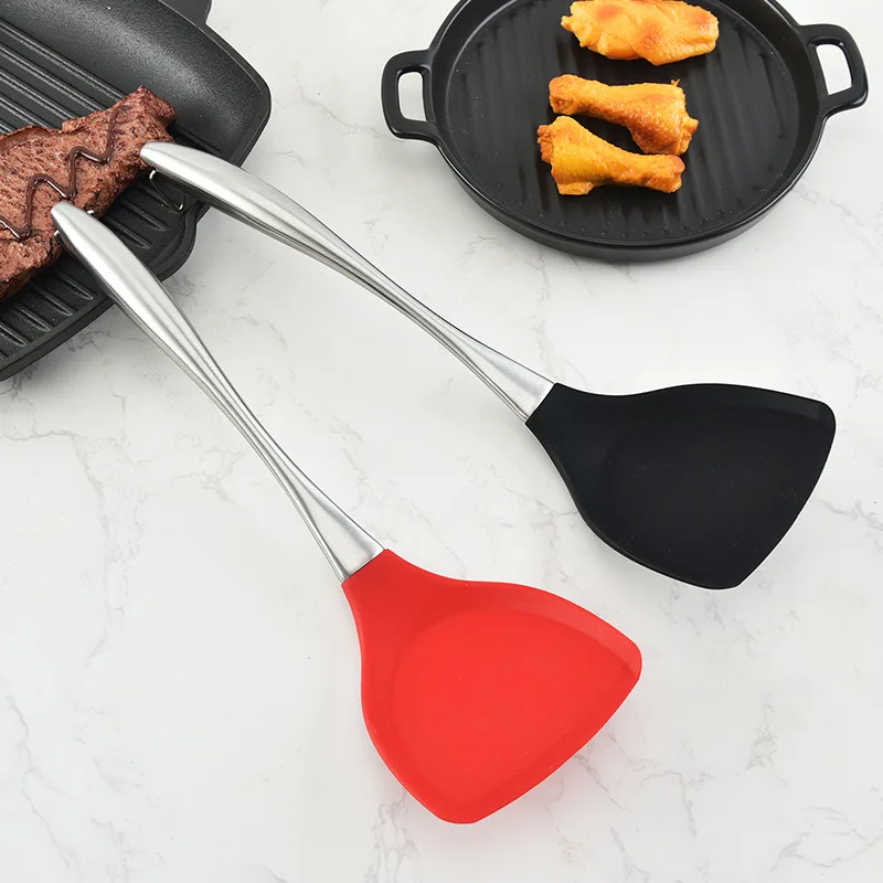 

Stainless Steel Handle Silicone Pot Shovel Chinese Style Spatula Cooking Utensils Fried Vegetable Shovel