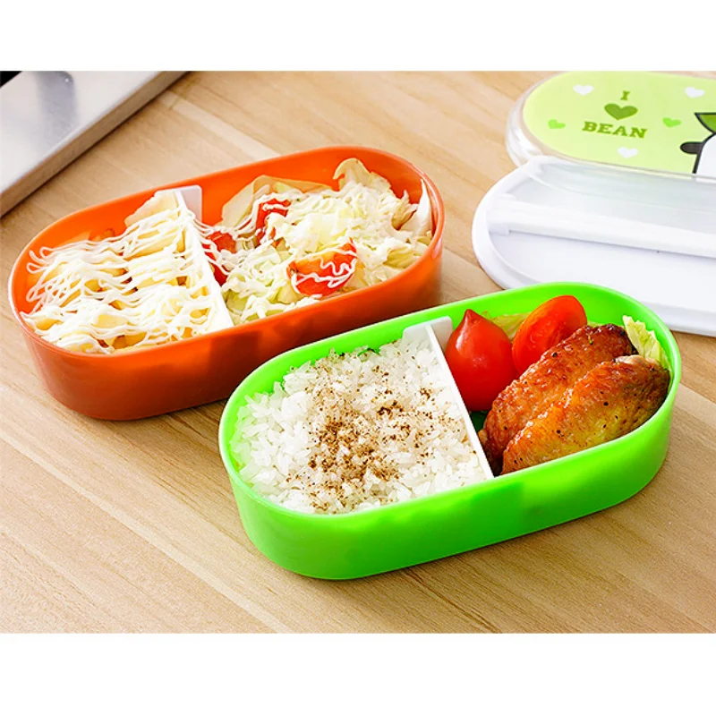 Двухслойный Ланч-бокс Bento с микроволновым подогревом мультяшный милый