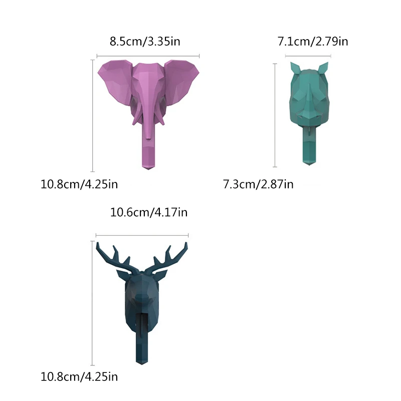 Домашний декор 3D рога лошадь крючок слон домашнее декоративное животное