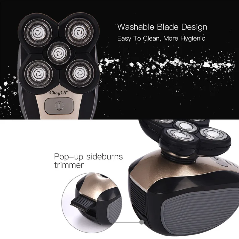

5 in 1 Rechargeable Electric Shaver Five Floating Heads Razors Hair Clipper Nose Ear Hair Trimmer Men Facial Cleaning Brush