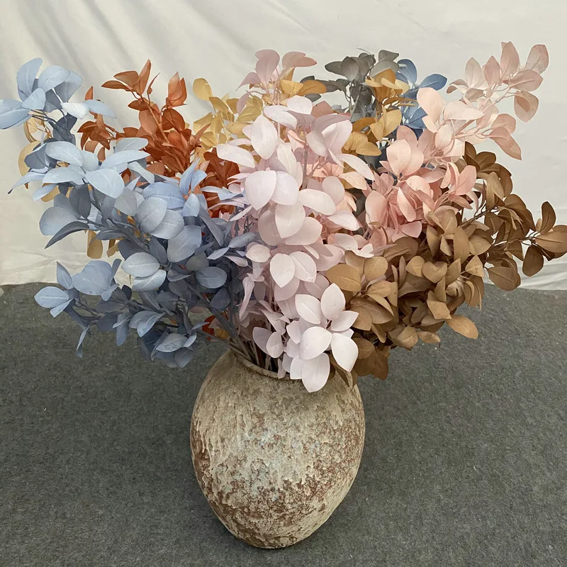 

Fake Flowers, Home Furnishings, Wedding Decorations-silk-printed Cloth Simulation Purple Bamboo Leaves Indoor Flower Arrangement