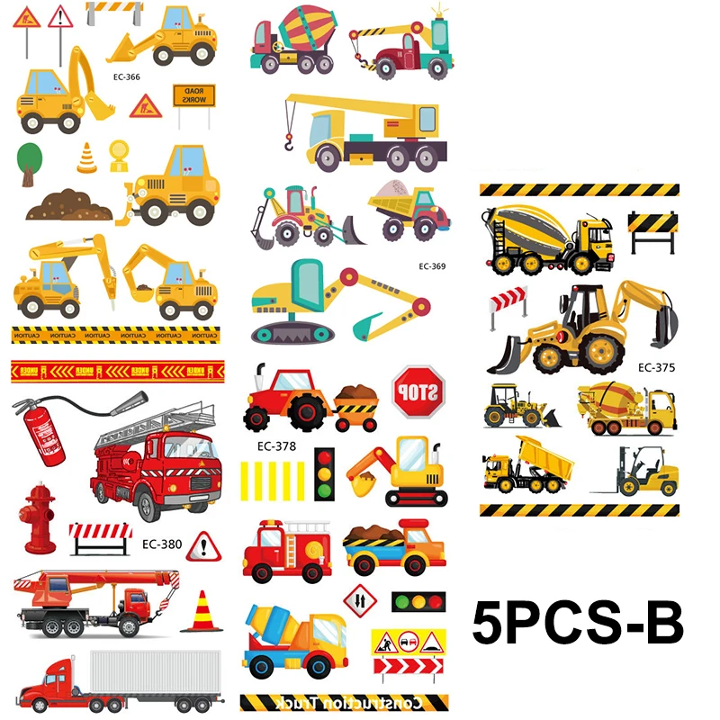 Мультяшная ферма тема строительный автомобиль временная татуировка стикер