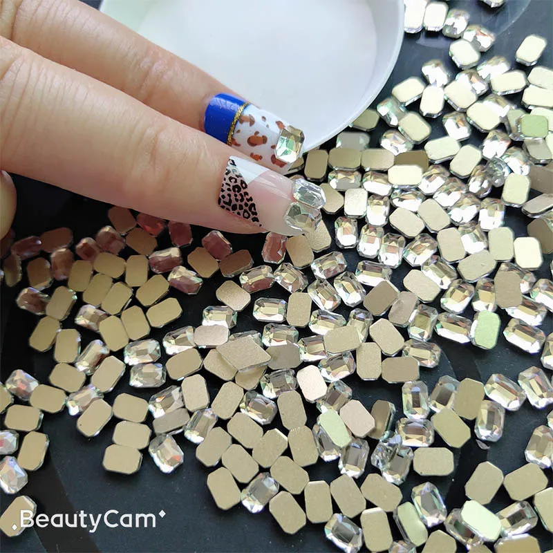 4X6mm Rectangular Big pack 1000pcs shinny crystal Non Flat back Rhinestones for Lady DIY Glue On 3D Nail Art nails | Дом и сад