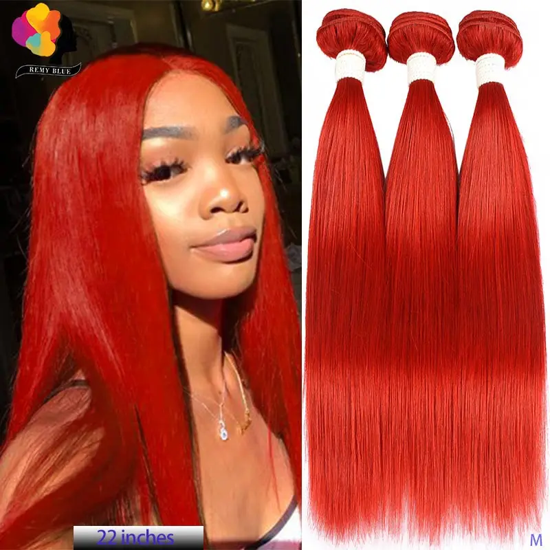 Красные прямые перуанские волосы 99J пряди 1/3 шт Remyblue Red Burgundy человеческие для