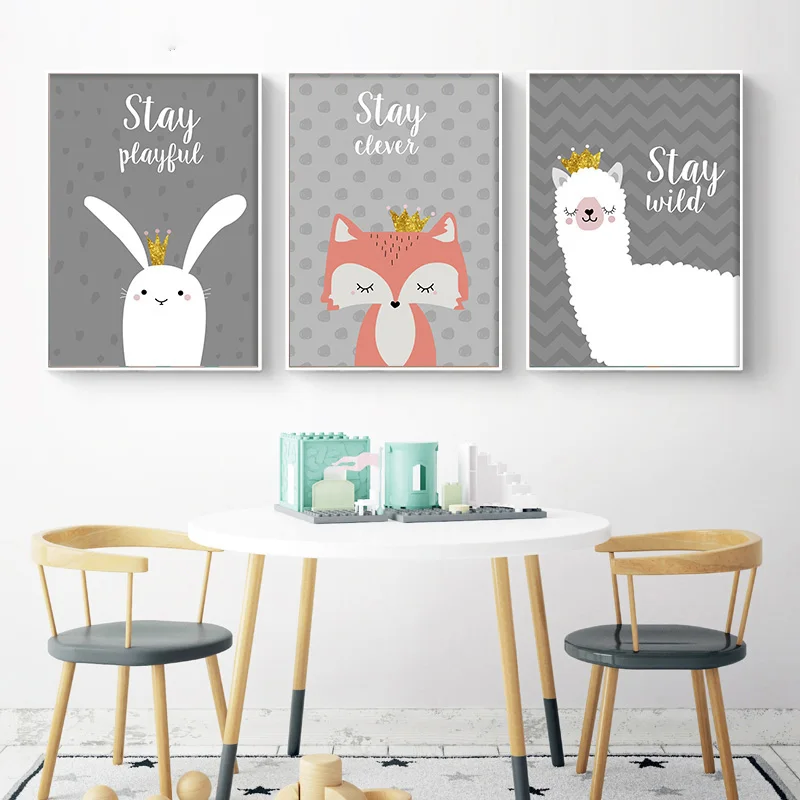 Картина из мультфильма Woodlan животное холст плакат лама лиса Настенная роспись