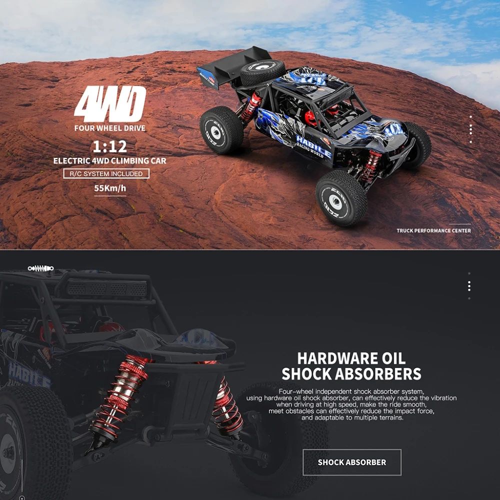 WLtoys 124018 1:12 Радиоуправляемый автомобиль высокоскоростной гоночный монстр-Трак 55