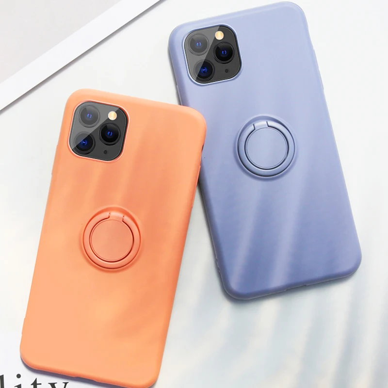 Мягкий силиконовый чехол, чехол для iPhone 7, 8, 6, 6S Plus, X, XS, S, 11 Pro, Max, XR, подставка для телефона, кольцо-держатель, противоударный защитный чехол для iPhone7 On