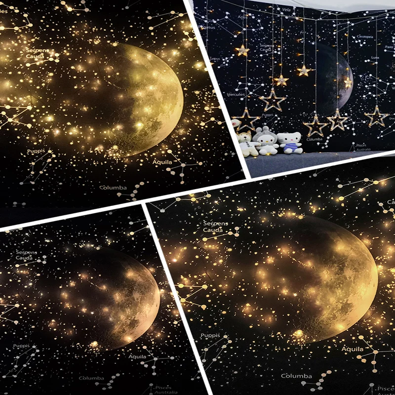 Тканевый фон для фотосъемки с изображением звездного неба ins черная луна