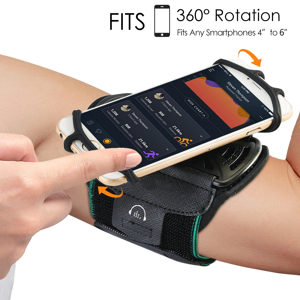 

Universal Sports Phone Holder Armband Running Hiking Biking Jogging 360° Rotation Arm Band With Key Holder Fit 4-6inch Phones