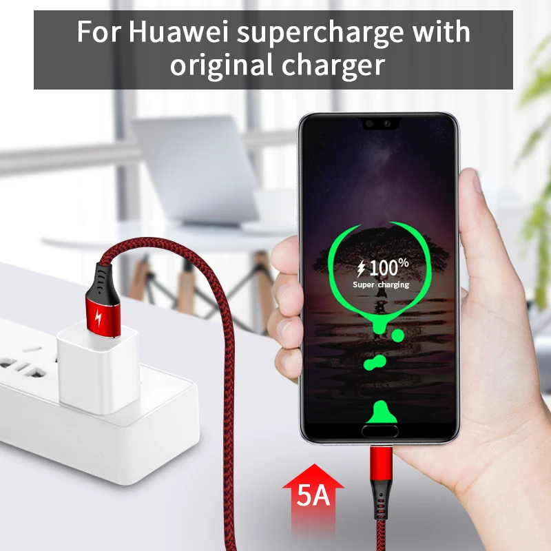 Кабель для быстрой зарядки 5 А Type-C HUAWEI P30 Pro Mate 20 SAMSUNG S10 + Note 10 S9 Plus | Мобильные