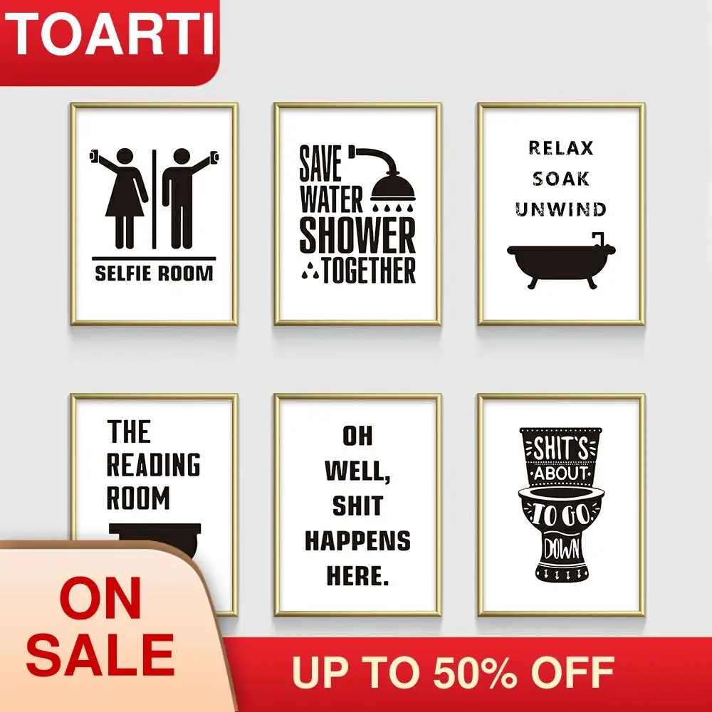 Забавный Унитаз банкноты кавычки Постер и принты современный санузел холст