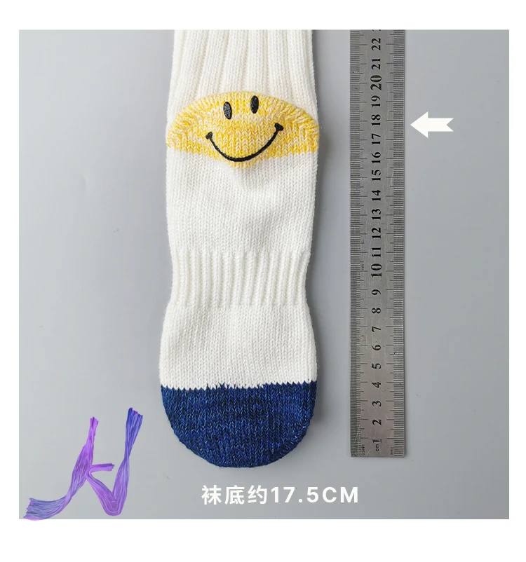 KAPITAL Middle Tube Socks Mens Smiley Face Casual Cotton KAPITAL Knitted Socks Woman Socks