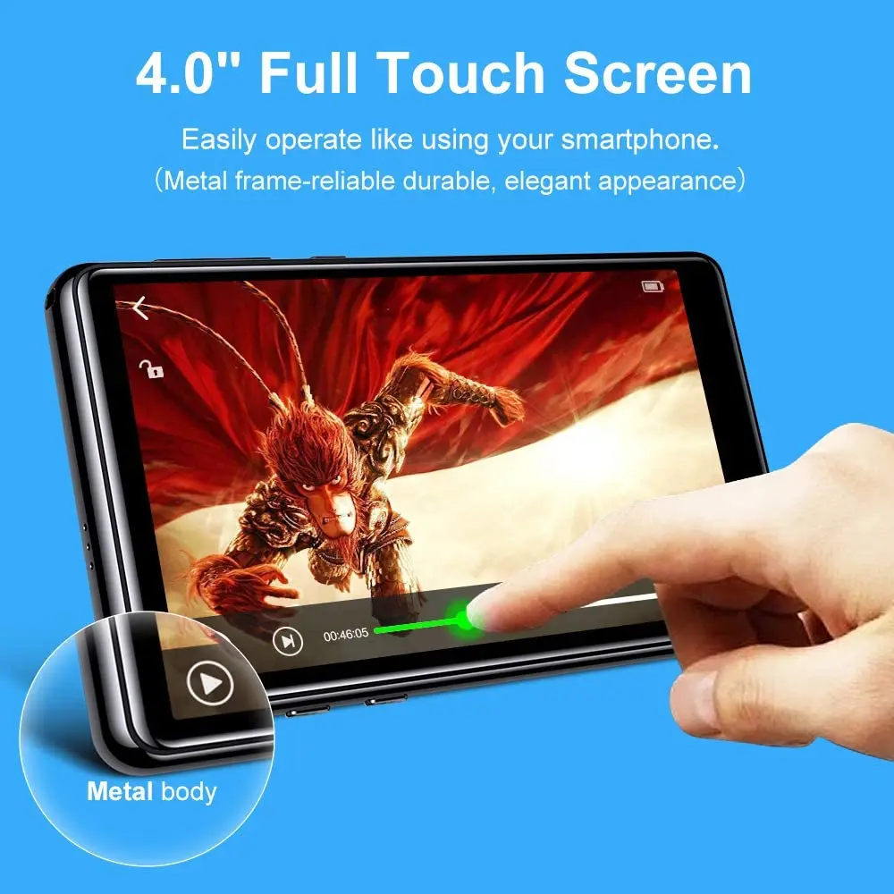 

Mp3-плеер BTSMONE с поддержкой Bluetooth 5,0, Full Touch Screen