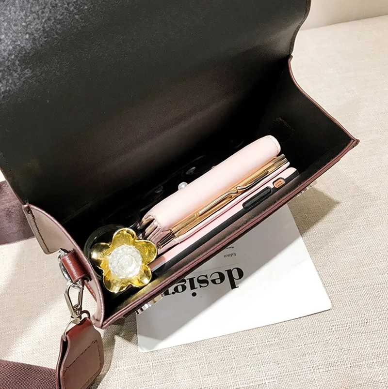 

New Vintage Women Flap Fashion Casual Leather Shoulder Bags Lady Wide Strap Crossbody Messenger Bag