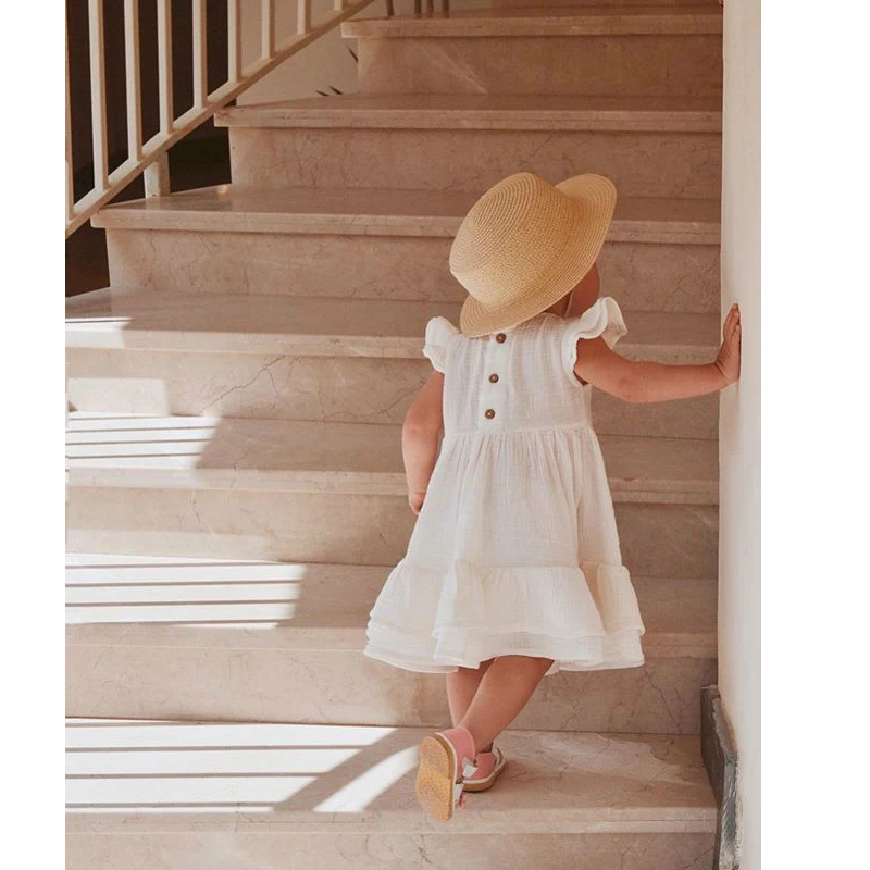 Женское платье принцессы для маленьких девочек однотонное ТРАПЕЦИЕВИДНОЕ до