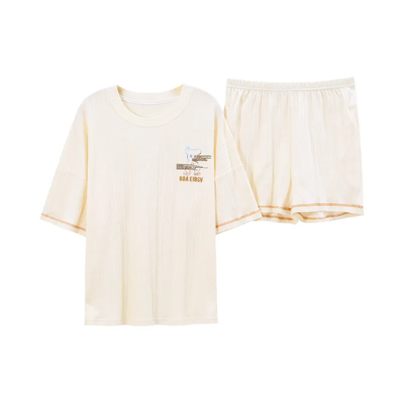 

Summer couple pyjamas summer cotton summer shorts male cartoon girl spring and summer new home clothing set without printing