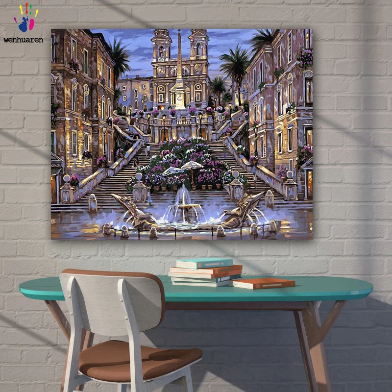 DIY картинки для раскраски по номерам с цветами достаток города картина Рисование