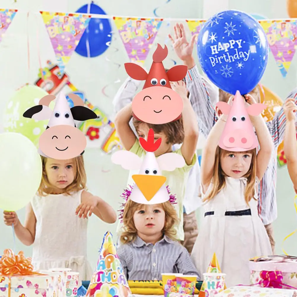 Праздничные подарки на тему счастливой фермы с животными шапка для вечеринки в