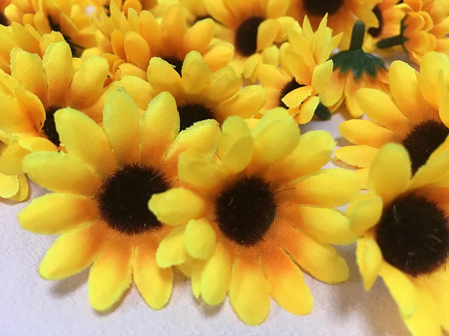 Flone искусственные головки цветов желтый декор в виде подсолнечника Имитация