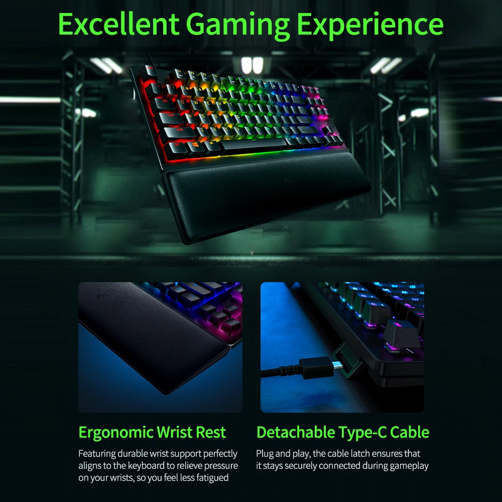 Проводная Механическая клавиатура Razer Huntsman V2 87 клавиш/104 клавиш с колпачками PBT