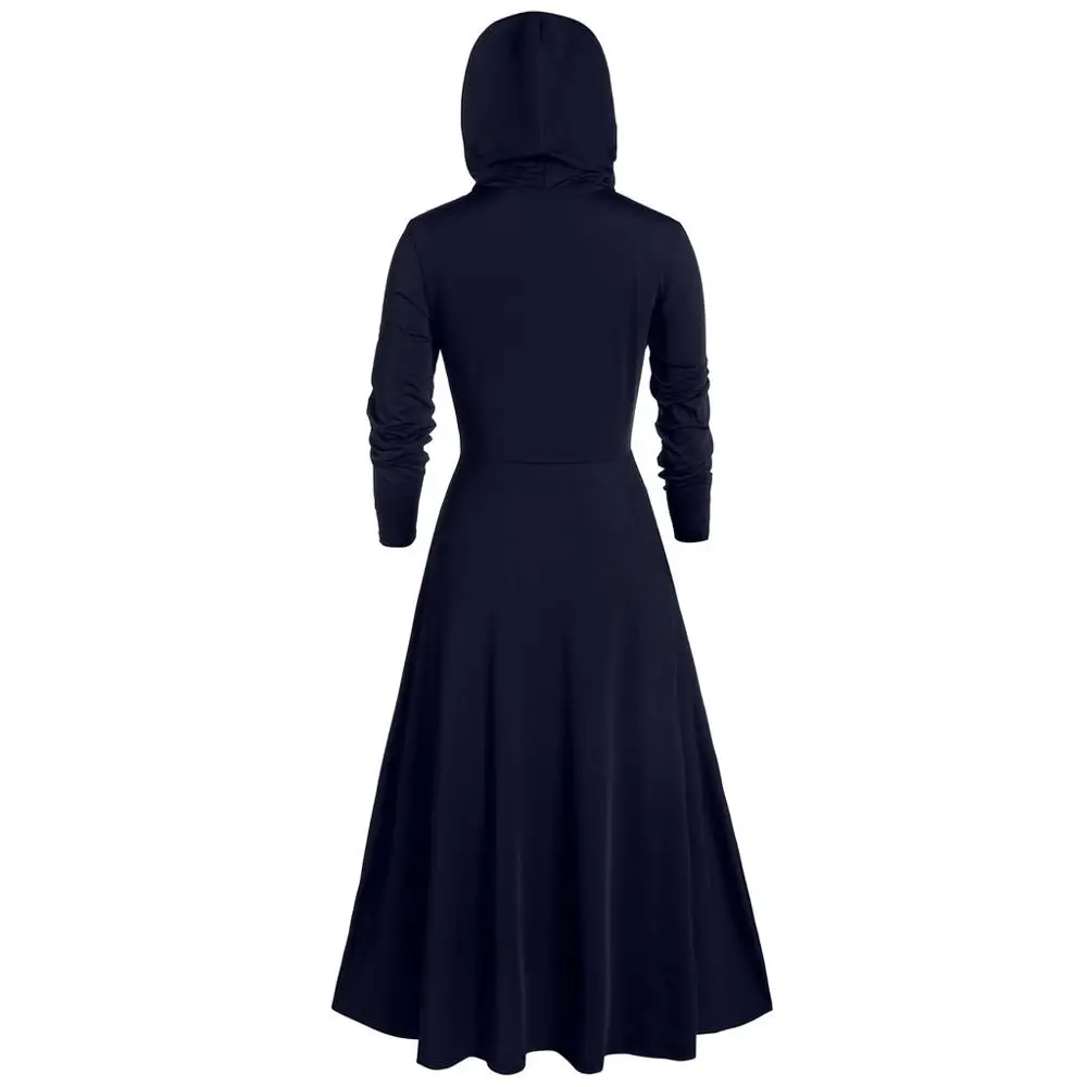 Плюс размер женская маска череп чистый цвет пуловер с длинным рукавом капюшоном