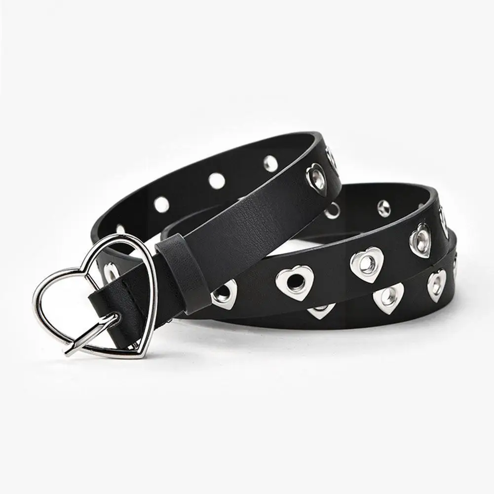 

Fashion Heart-shaped Eyelet Hollow Belt Love Buckle Waistbelt Personality Belt Adjustable Leather Belts Jeans U2F2