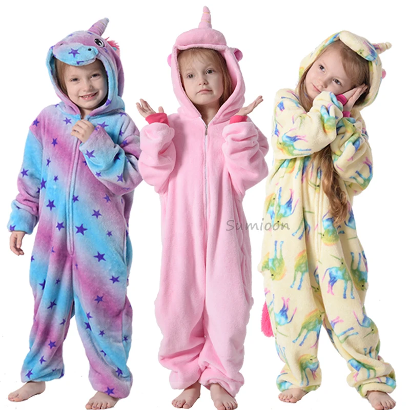 Детские пижамы кигуруми детские комбинезоны в виде животных радуги единорога