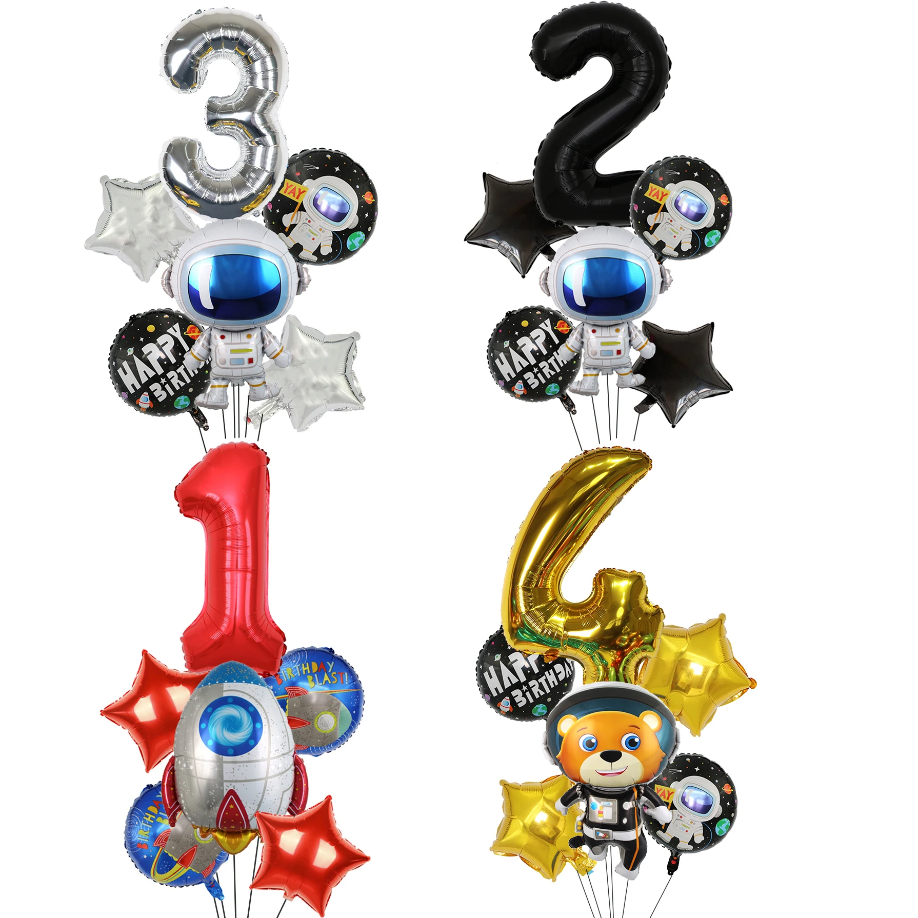Набор воздушных шаров 6 шт. фольгированные воздушные шары в стиле космоса ракеты