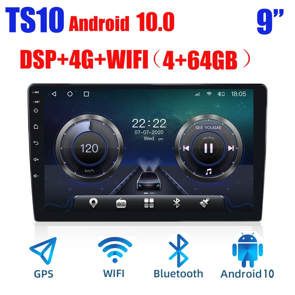 TS10 Android 10 0 Новый Восьмиядерный DSP IPS Автомобильный мультимедийный для