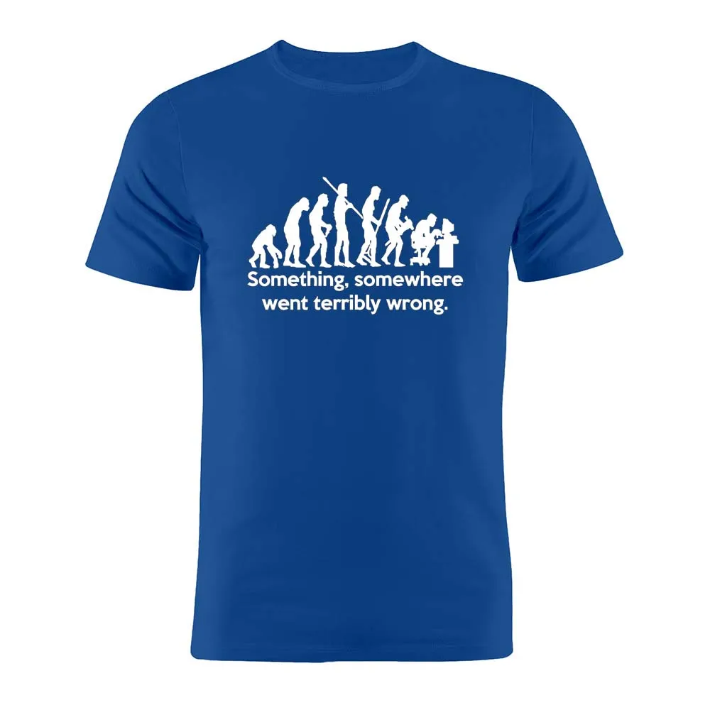 Футболка унисекс 100% хлопок эволюция что-то пошло в ужас неправильный разработчик