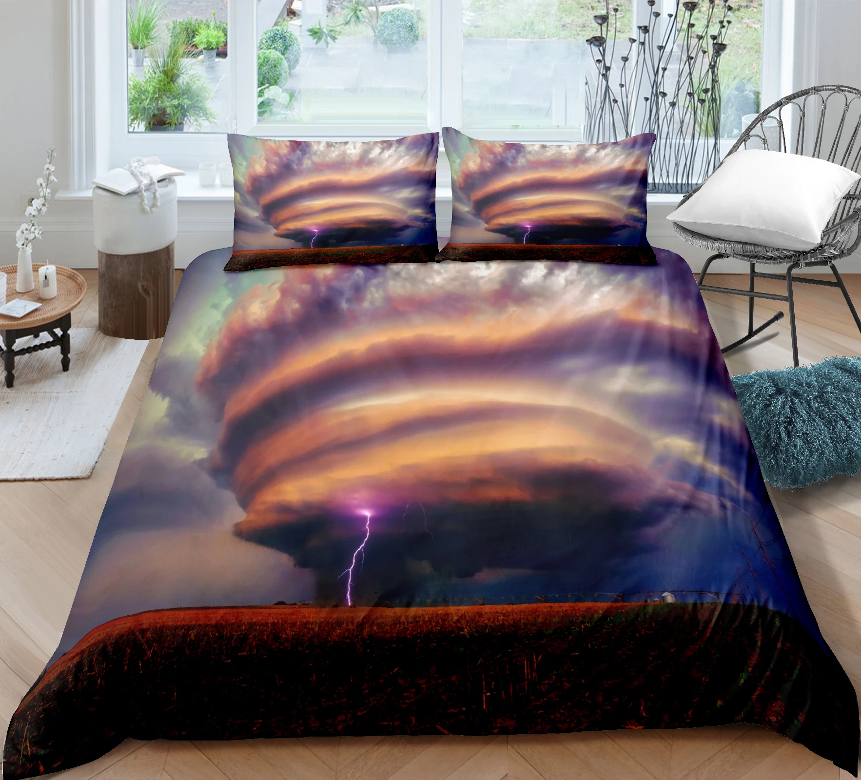

3D Tornado Lightning Bedding Set Soft Bedspreads For Bed Linen Comefortable 2/3Pcs Duvet Cover Quilt With Pillowcase