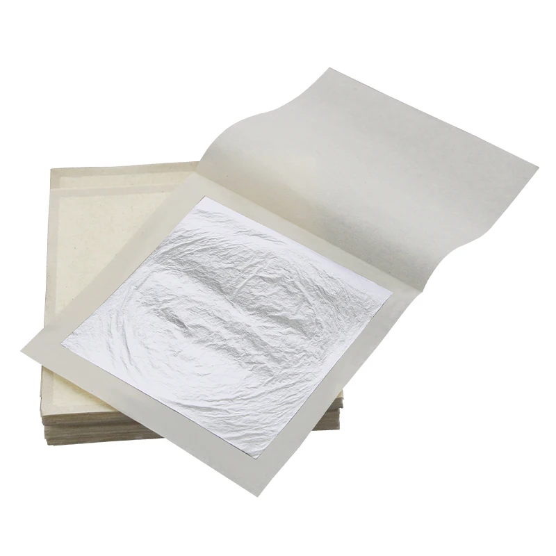 Съедобные натуральная листовая серебряная фольга 9.5X9.5 см 100% чистая листы для Еда