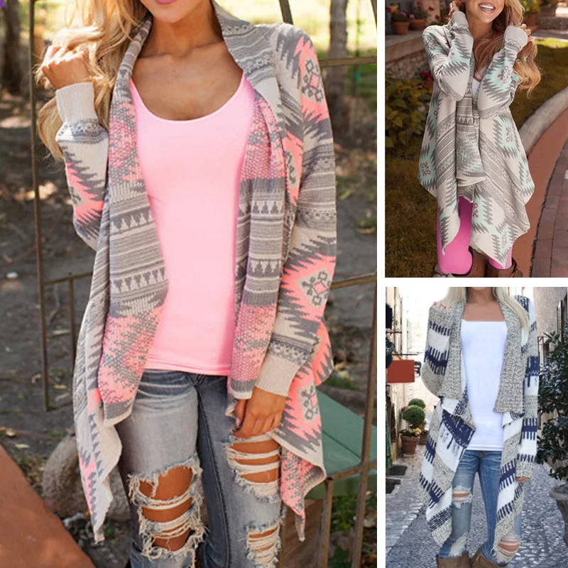 Женская верхняя одежда вязаный Повседневный свободный свитер с длинным рукавом