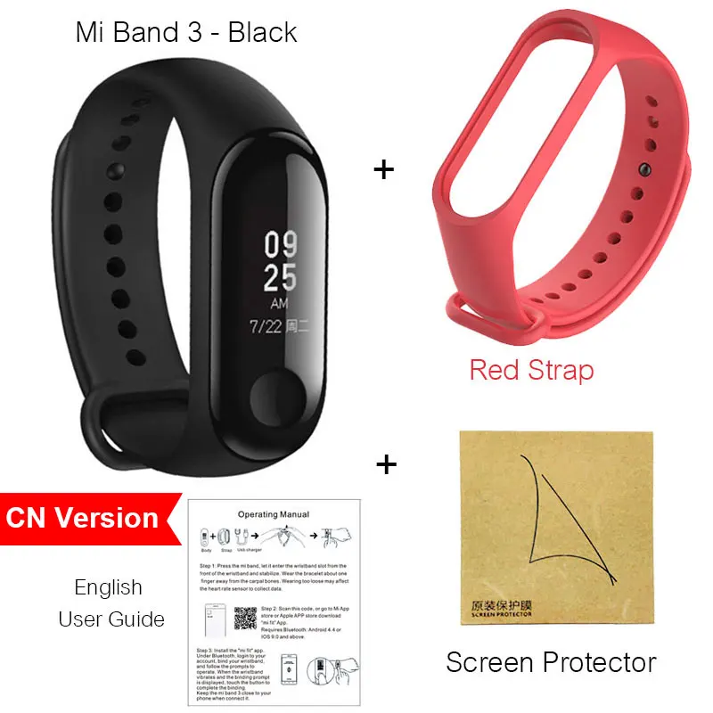 Xiaomi mi Band 3 mi band 3 умный браслет с черным оранжевым синим сенсорным экраном фитнес-трекер для измерения сердечного ритма водонепроницаемый - Цвет: CN Red Strap