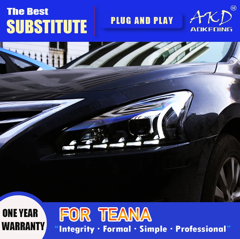 

AKD Head Lamp for Nissan Teana LED Headlight 2009-2012 Headlights Altima DRL Turn Signal High Beam Angel Eye Projector Lens
