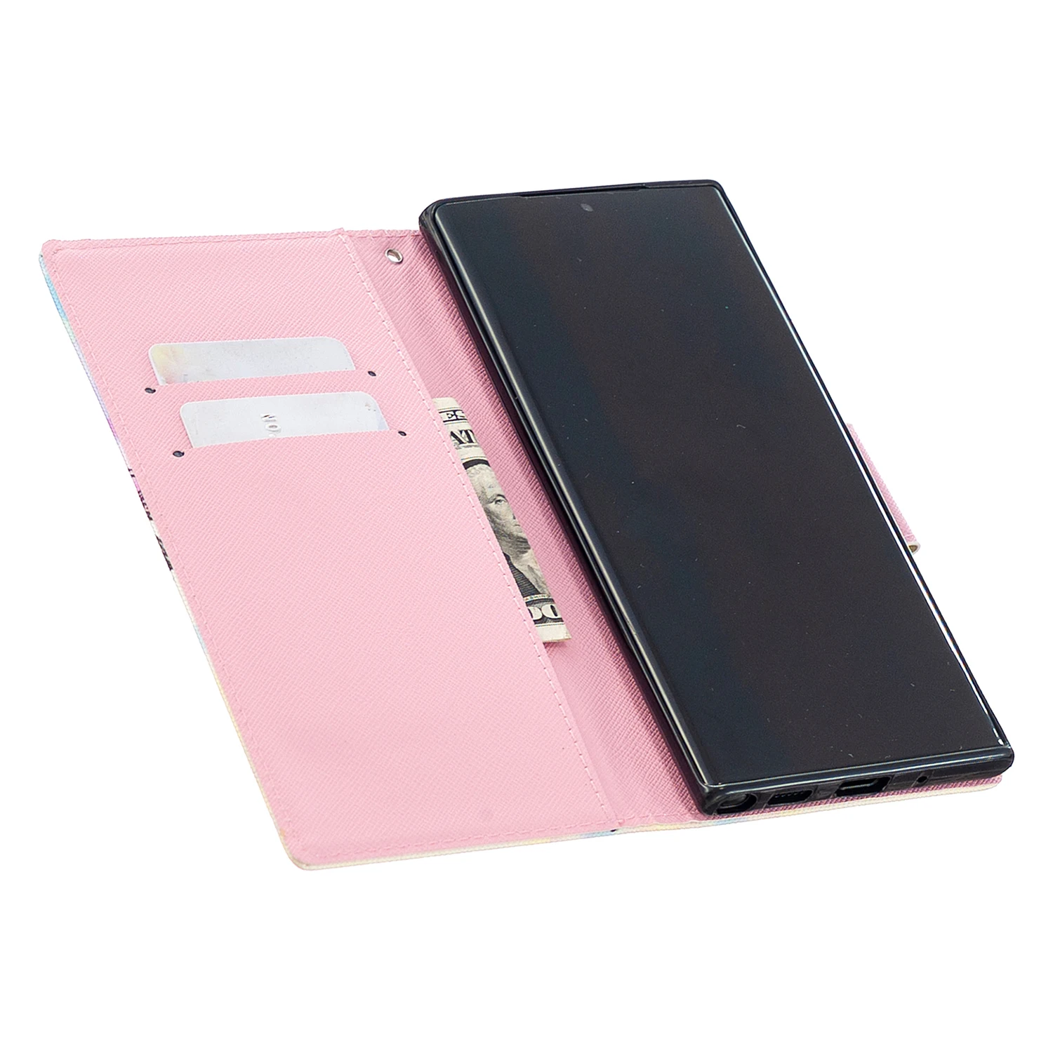 

Flip Leather Phone Case For Samsung Galaxy Note 10 20 Plus Note 20 Ultra Wallet Card Holder Stand Book Cover Cat Flowers Painted