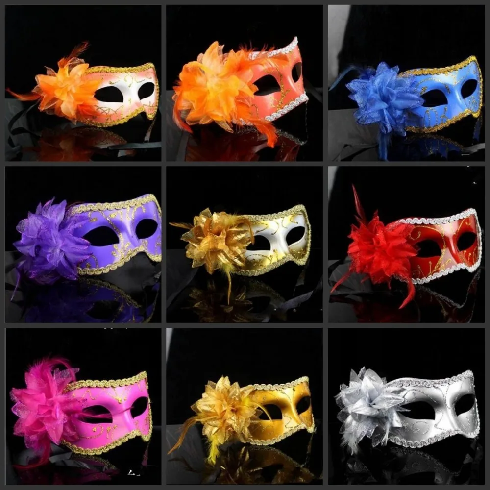 

2020 Women Lace Lotus Flower Masquerade Party Mask Handmade Venetian Halloween Masquerade Mask Sexy Princess Mardi Gras Costume