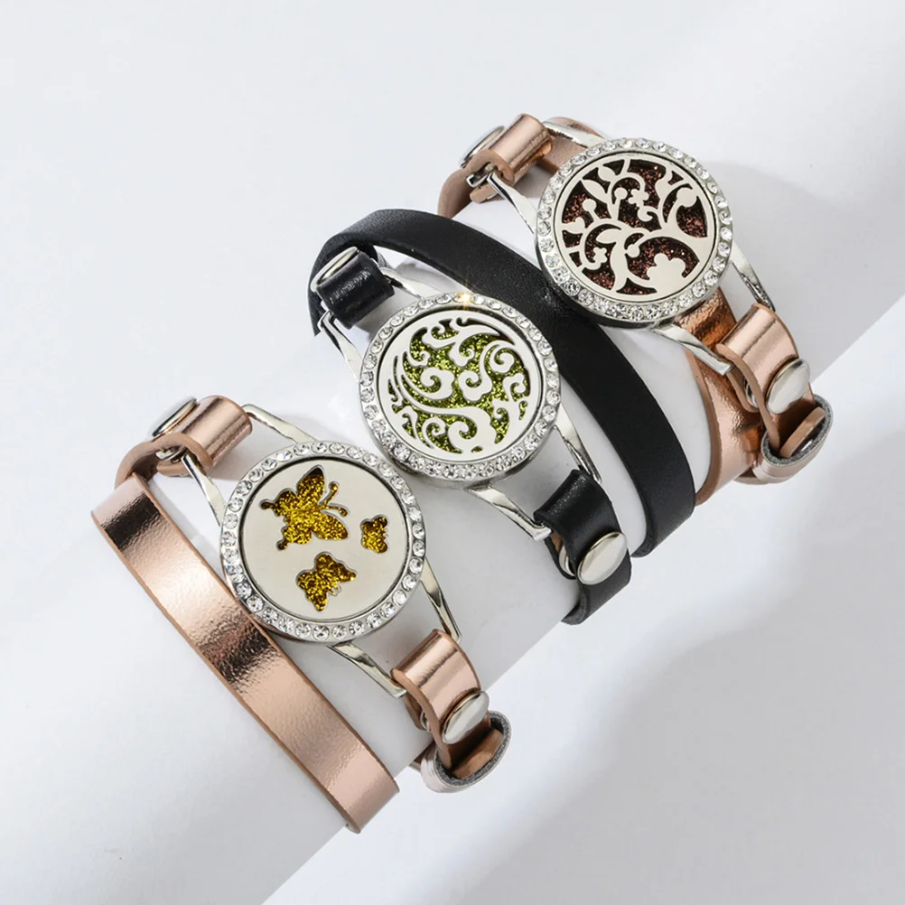 

2pcs Aromatherapy Wrist Chains Essential Oil Diffuser Bracelets Hollow-out Wrist Chains Essential Oil Leather Bracelets