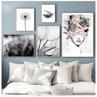 home decorative prints painting reed dandelion feather girl pictures wall art modular canvas poster bedside background