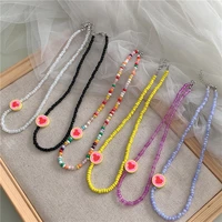new boho heart beads necklace fashion ins style bohemian simple soft ceramic sead beaded wild clavicle chains jewelry for women