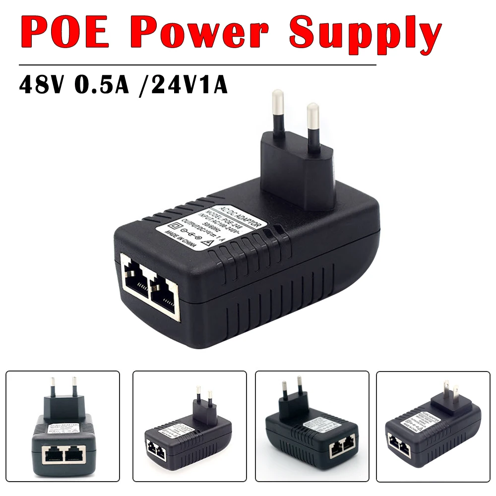 

POE инжектор AC220V to DC24V 1A DC48V 0.5A POE источник питания через Ethernet Инжектор POE адаптер питания ЕС/США опционально