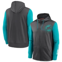 miami men brand clothing sweatshirt dolphins jackets coat sideline team full zip american football zip up hoodie for jacket
