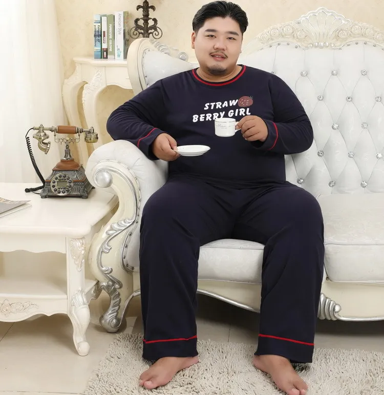 Мужской осенне-зимний хлопок 5XL XL пижамный комплект с круглым вырезом пуловер пижамы