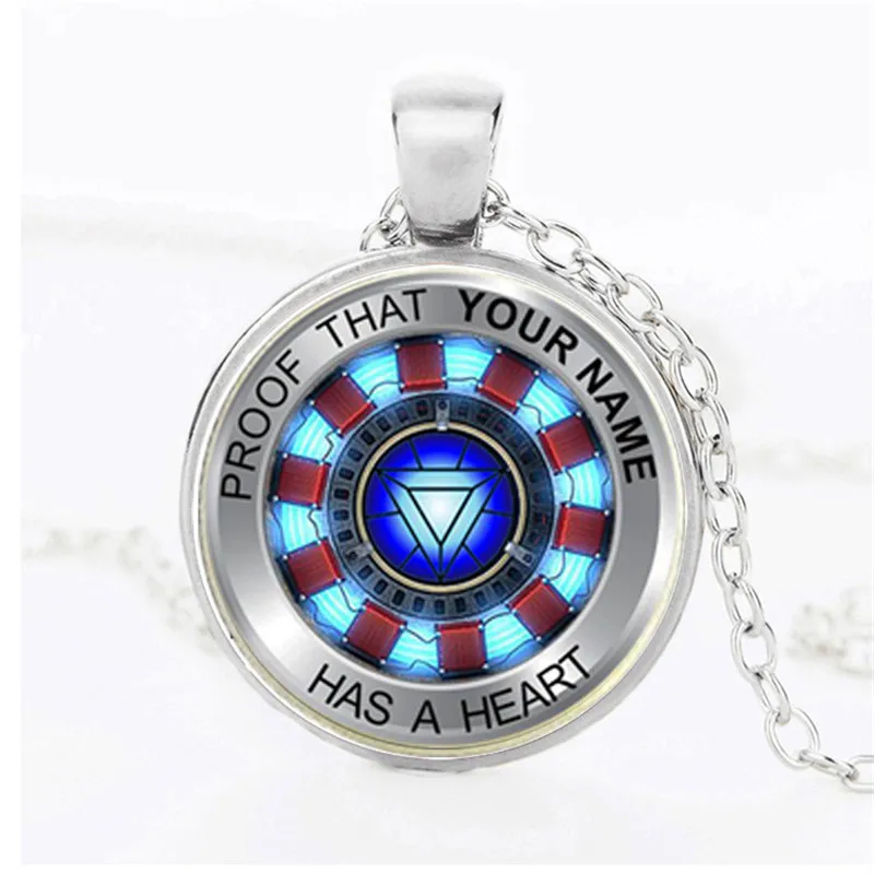 

Newest Design Marvel The Avengers 4 Endgame Tony Iron Man Heart Keychain Printed Glass Gem Key Ring Man Boys Birthday Gift